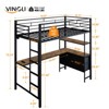 VINGLI Twin Metal Loft Bed with 15 Inches Guardrail/desk/Non-Slip Ladder/2 Charging Stations/Storage Shelve,4 Drawers,LED,No Box Spring Needed, Black - 3 of 4