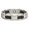 Black Bow Jewelry Men's Stainless Steel, Black Link & Diamond Cross Bracelet, 8.75 Inch - 3 of 4