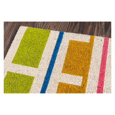 Handwoven Multicolor Coir Rectangular Door Mat 1'6"x2'6"