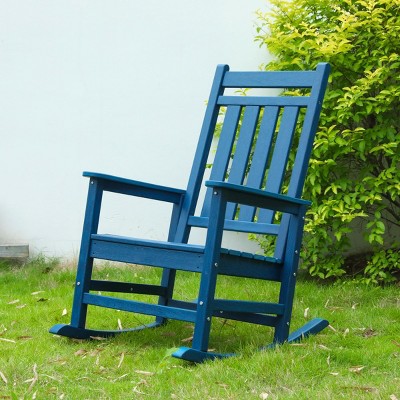 Oversized Patio Rocking Chair With Wood-Texture,Outdoor Rocking Chair,All Weather Resistant porch Rocking Chair -The Pop Home