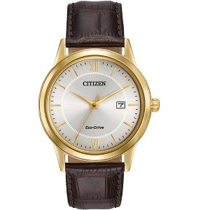 Citizen Men's Eco-Drive Dress Classic Watch, Gold-Tone Case, Brown Leather Strap, 3 Hand, Date - 1 of 4