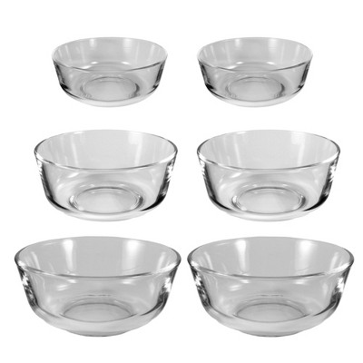 KB KITCHEN BASICS Glass Bowl (Set of 6), 74 Oz, 40.5 Oz, 23.5 Oz - Durable Soda-Lime Glass, BPA-Free, Dishwasher Safe - Oven-Safe & Heat Resistant
