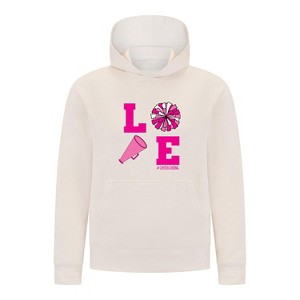 Everyday Kids Cheerleading LOVE Girls Pullover Hoodie – Pink Pom Pom & Megaphone Graphic Sweatshirt - 1 of 4