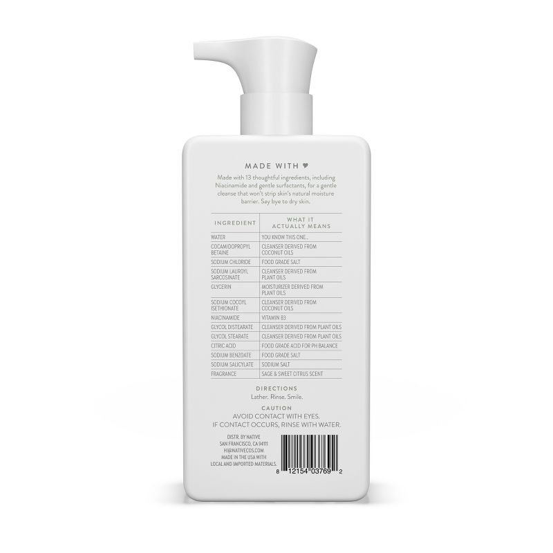Native Skin Care Limited Edition Sage &#38; Sweet Citrus Facial Cleanser - Scented - 12 fl oz, 3 of 7