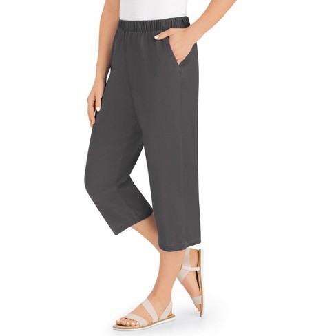 Collections Etc Pull on Pocketed Elasticized Waist Denim Capris Target