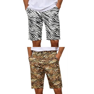 Lars Amadeus Men's Regular Fit Animal Printed Golf Shorts 2 Packs - 1 of 4