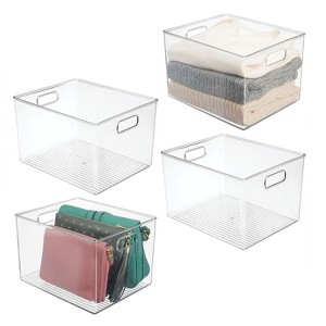 mDesign Plastic Closet Storage Organizer Container Bin, Handles - 1 of 4