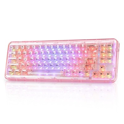 MaseiKar X71 Wireless Hot Swappable Transparent Mechanical Keyboard, 68% Layout, BT5.0/2.4G/USB-C Gasket Mount RGB Backlit