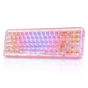 MaseiKar X71 Wireless Hot Swappable Transparent Mechanical Keyboard, 68% Layout, BT5.0/2.4G/USB-C Gasket Mount RGB Backlit - 1 of 4