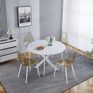 Modern Dining Table with Printed Grain Top, Round Patio Table for Garden, Heavy Duty Patio Sturdy Faux Terrazzo Accent Table for Indoor Outdoor - 1 of 4