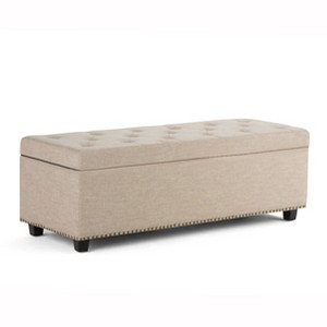 NicBex Multi-functional Ottoman with Storage, Ottoman Foot Rest with Safety Hinge and Tufted Diamond Detail for Bedroom, Living Room, Natural - 1 of 4