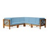 Christopher Knight Home Brava Outdoor Acacia Wood 5 Seater Sectional Sofa Set with Cushions - 2 of 4