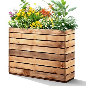 TUYOHW Metal Planter Box, Rectangular Planter Box with Drainage Holes, Large Planters with Removable Shelf for Outdoor Plants, Black - 1 of 4