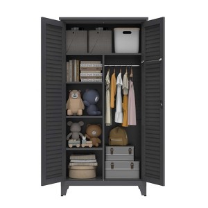 AENKYO 73" Tall Metal Tool Storage Cabinet with 6 Shelves & Pegboard, Wall Mount Design - Slate Gray Utility Cabinet for Garage & Warehouse - 1 of 4