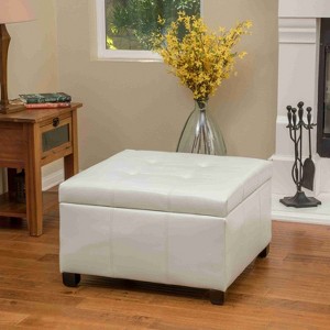 CAVINAS Square Storage Ottoman Bench,Upholstered Ottoman with Tufted Top for Living Room,Bedroom,Beige/Ivory - 1 of 4
