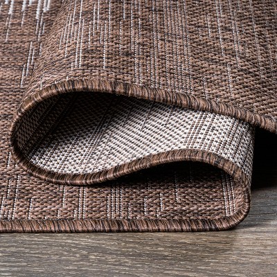 Tavira Strie' Brown/Beige Synthetic Indoor/Outdoor Runner Rug