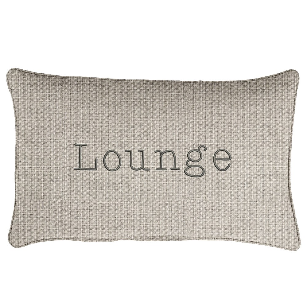 Photos - Pillow Sunbrella Embroidered 'Lounge' Lumbar  for Patio & Pool - Sorra Home