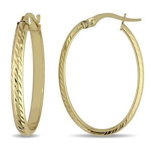 EVERLY JEWELRY | 10k Yellow Gold Oval Shaped Hoop Earrings - 1 of 4