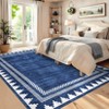 Washable Geometric Bordered Living Room Rugs, Contemporary Non Slip Low Pile Bedroom Carpet, Stain Resistant Dining Room Rugs - 4 of 4