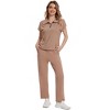 Womens Elegant Casual Sets Knitted Sweatsuit Sets 2 Piece Outfits with Sweater Short Sleeve Tops and Wide Leg Sweatpants - 2 of 4