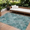 Teal Blue Aqua And Gray Abstract Washable Indoor Outdoor Area Rug - 2 of 4