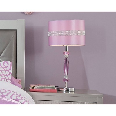 Nyssa 24" Purple and Silver Table Lamp with Rhinestone Accents