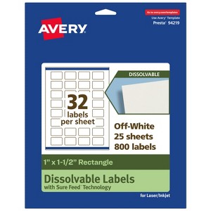 Avery Dissolvable Labels, 1" x 1.5" Rectangle - 1 of 4