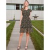 Allegra K Women's Floral Flutter Sleeves V Neck Smocked Ruffle Sundresses - 3 of 4