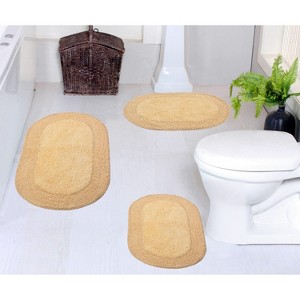 Double Ruffle Bathroom Rugs Set, Machine Washable Rug, Extra Soft and Absorbent bath Rug, Kitchen Mat, Bath Mat Set,Non-Slip, 3 Pcs Set, Butter - 1 of 4