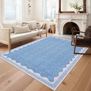homfan Scalloped Washable Rug w/ Non-Slip Back - Modern Low-Pile Carpet for Living Room, Bedroom - 1 of 4