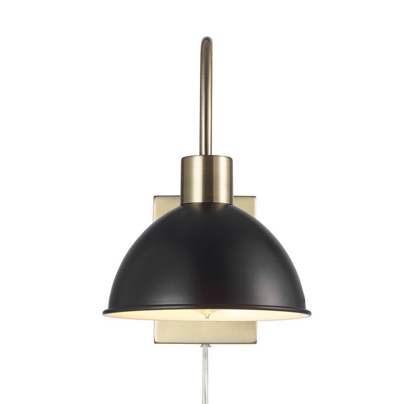 Ivy 1-Light Matte Brass Plug-In or Hardwire Wall Sconce with Matte Black Accents - Globe Electric, 5 of 6