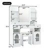 43.2" White Vanity Desk with LED Mirror, RGB Light Cabinets & Glass Top, Makeup Table with 5 Drawers, Charging Station & Stool for Bedroom -ModernLuxe - 3 of 4
