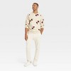 Houston White Adult Floral Print Fleece Crewneck Pullover Sweatshirt - Cream - 3 of 3