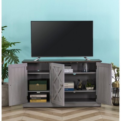 48" Gray Rustic Wood TV Stand with Cabinet