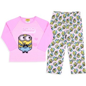 Despicable Me Toddler Girls' Minions Chibi Bello Raglan Sleep Pajama Set Multicolored - 1 of 3