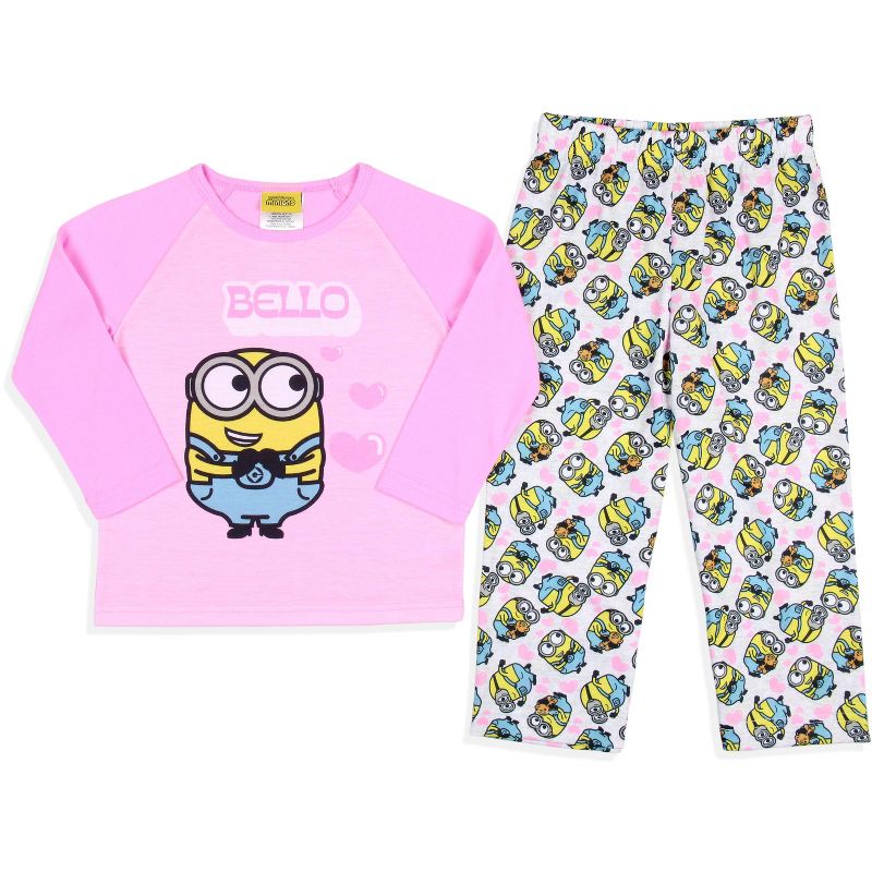 Despicable Me Toddler Girls' Minions Chibi Bello Raglan Sleep Pajama Set Multicolored, 1 of 4