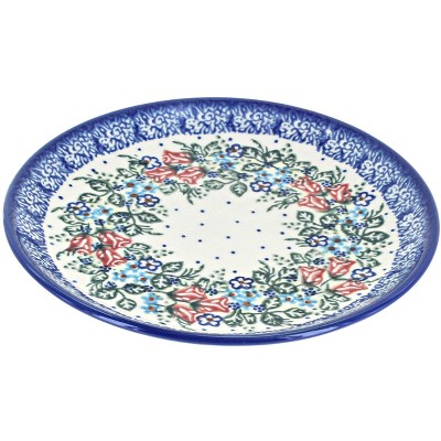 Blue Rose Polish Pottery Rosebud Dessert Plate