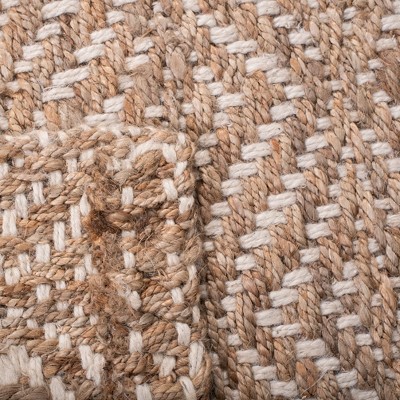 Ivory and Natural Handwoven Jute Area Rug 2' x 3'