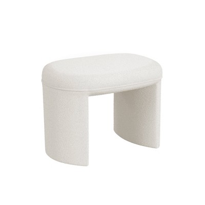 Cream Boucle Upholstered Rectangular Ottoman Foot Rest