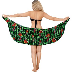 LA LEELA Women's Beachwear Summer Bikini Wraps Beach Wrap Sarong Coverups Skirt Swimwear Bathing Suit Swim Cover Ups for Womens One Size Black, Floral - 1 of 4
