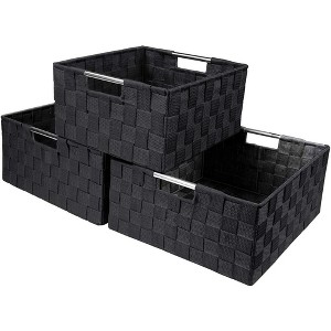 Sorbus 3 Piece Stackable Woven Basket Organizer Set with Built-In Carry Handles - Stylish Storage for any room in the household - 1 of 4