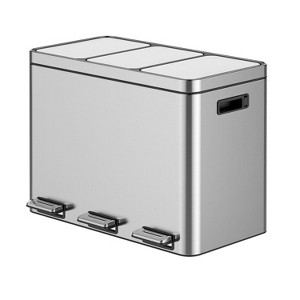 Step Kitchen Trash Can, Dual Classified Compartment Garbage Can, Stainless Steel Rubbish Bin With Soft-Close Lid and Removable Inner Wastebasket - 1 of 4