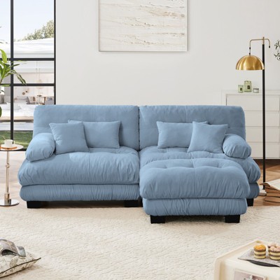 Aukfa Oversized  Sofa ,Chenille Comfy Cloud Couch with 2 Lumbar Pillows 2 Throw Pillows for Living Room,Blue