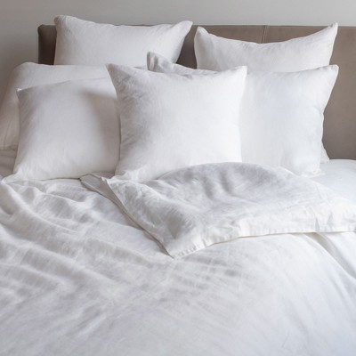 Cream French Linen Decorative Throw Pillow 20" x 20"