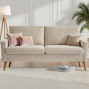 Dyonery 68" Loveseat Sofa, Mid Century Modern Small Couch for Living Room, Linen Fabric 2 Seater Sofa with Deep Cushion, Solid Wood Frame - 1 of 4