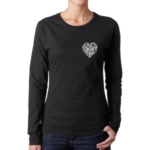 LA Pop Art Cursive Heart - Women's Word Art Long Sleeve T-Shirt - 1 of 4