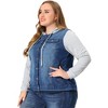 Agnes Orinda Women's Plus Size Layered Drawstring Hoodie Denim Jean Jackets - 3 of 4