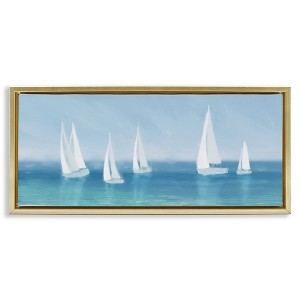 Stupell Industries White Sail Boats Across Coast, 25" x 11" - 1 of 4