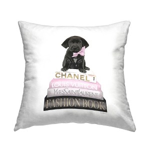 Stupell Industries Black Lab Puppy Pastel Glam Books Indoor Decorative Throw Pillow, 18 x 18 - 1 of 3