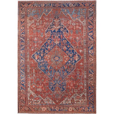 Rawlins Transitional Medallion Red/Tan/Blue Area Rug